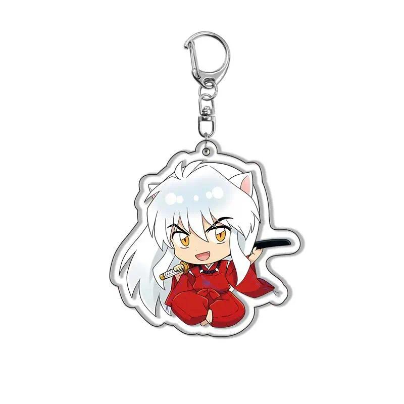Fashion Anime Keychains Cartoon Figures Higurashi Kagome Sesshoumaru Miroku Acrylic Keyring Collection Accessories Gift