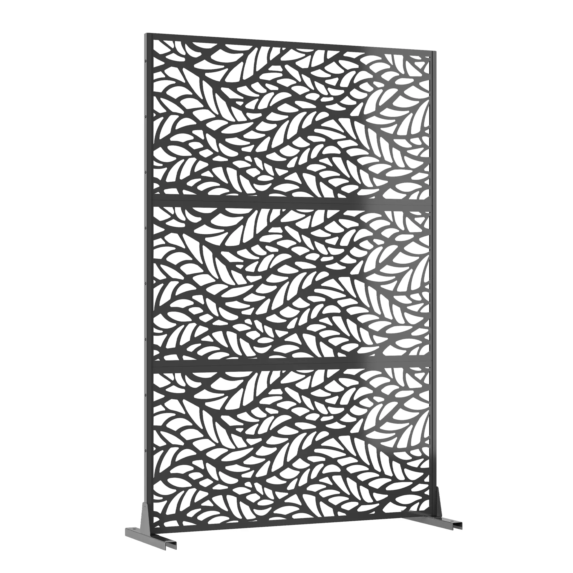 Gaomon Metal Privacy Screen for Patio Balcony, Laser Cut Garden Fence Panel, Freestanding Outdoor Divider with Ground Stakes, Rustproof Steel, Modern Decor, No Drill Installation