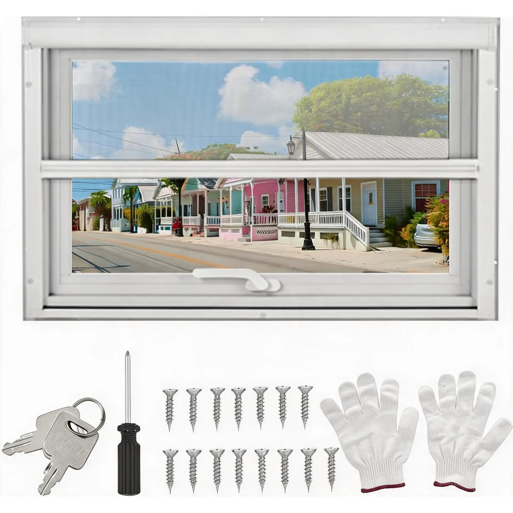 GAOMON Heavy Duty Aluminum Frame Sliding and Casement Windows with Tempered Reinforced Glass, Adjustable Openings, Magnetic Insect Screens, and Safety Locks for Balcony, Kitchen, Bathroom, Shed, Garage, and Outdoor Use