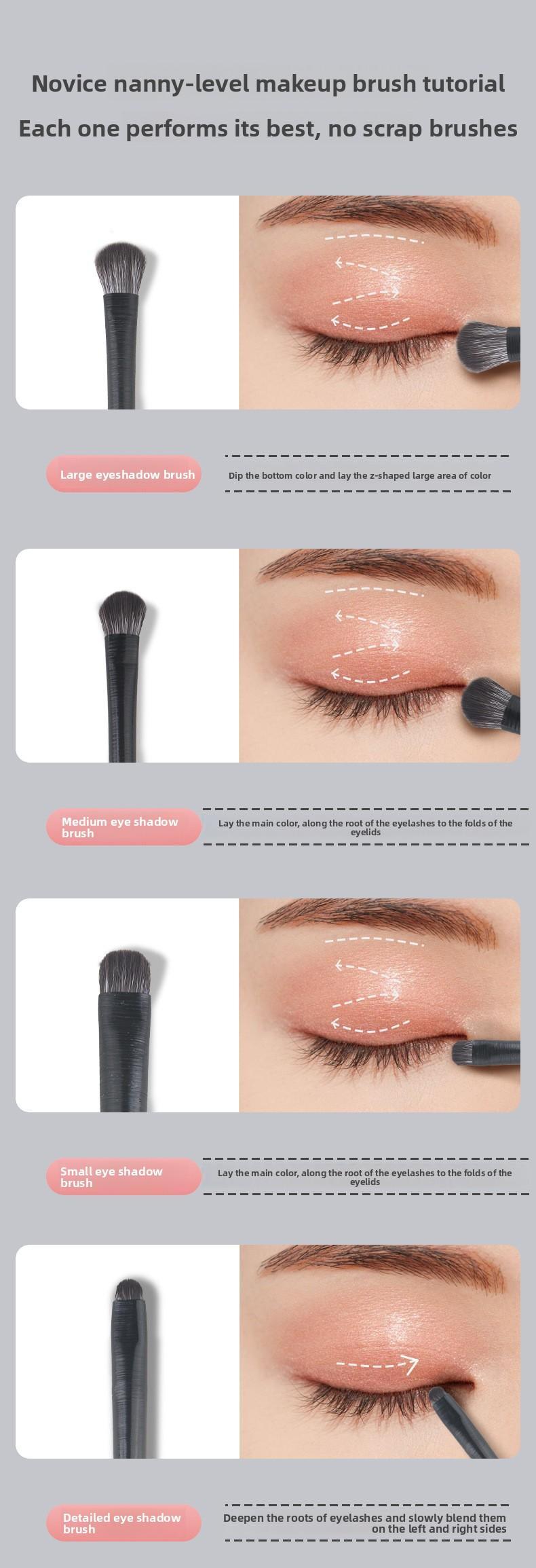 Soft Bristle 10-Piece Makeup Brush Set Eyeshadow Eye Makeup Blending Aegyo-sal Eyeliner Detail Nose Shadow Brush Beauty Tools