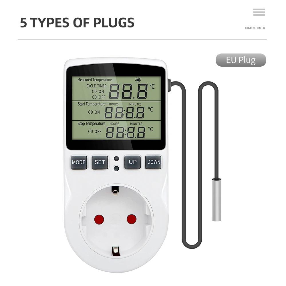 Timer Socket Thermostat Digital Temperature Controller EU/AU/US/FR/UK Plug Outlet With Timer Switch Heating Cooling AC 110V~230V