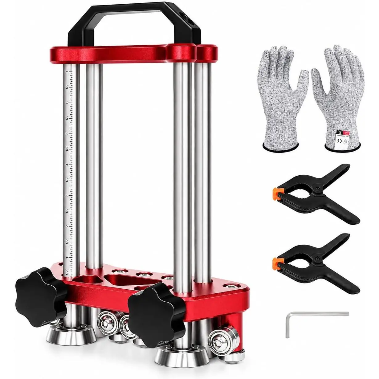 Sheet Metal Roller Bender 2 Station Set, 0–100° Precision Bending Tool with Angled Scratch-Free Rollers, for 0.2–1.0mm Steel & Stainless, Includes Clamps, Gloves & Hex Wrench, 0–100° Bend, Millimeters