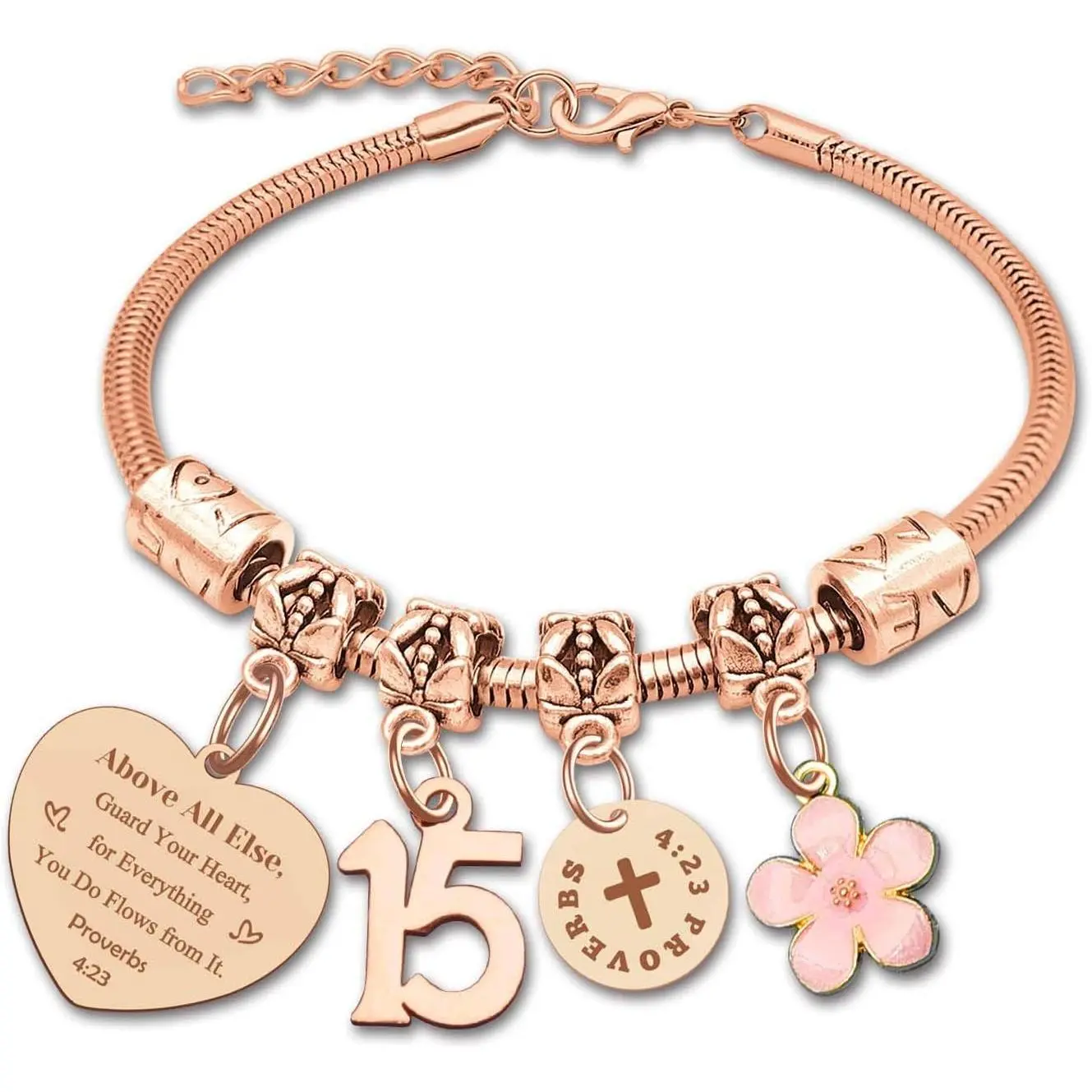 15th 13th 16th Birthday Gifts for Girl Stainless Steel Bracelet for Women Daughter Granddaughter Niece Sisters 15th Birthday  Bracelets Inspirational Gifts  Verse 15 13 16