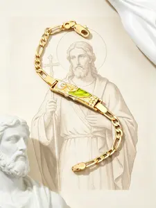 1 Piece Men and Women Fashion Christian Charm Bracelet - St. Jude Copper Bracelet, Matte Non Fading Geometric Punk Chain, Ideal for Daily Religious Accessory, Baptism, Confirmation, Religious Festival or Prayer Gift