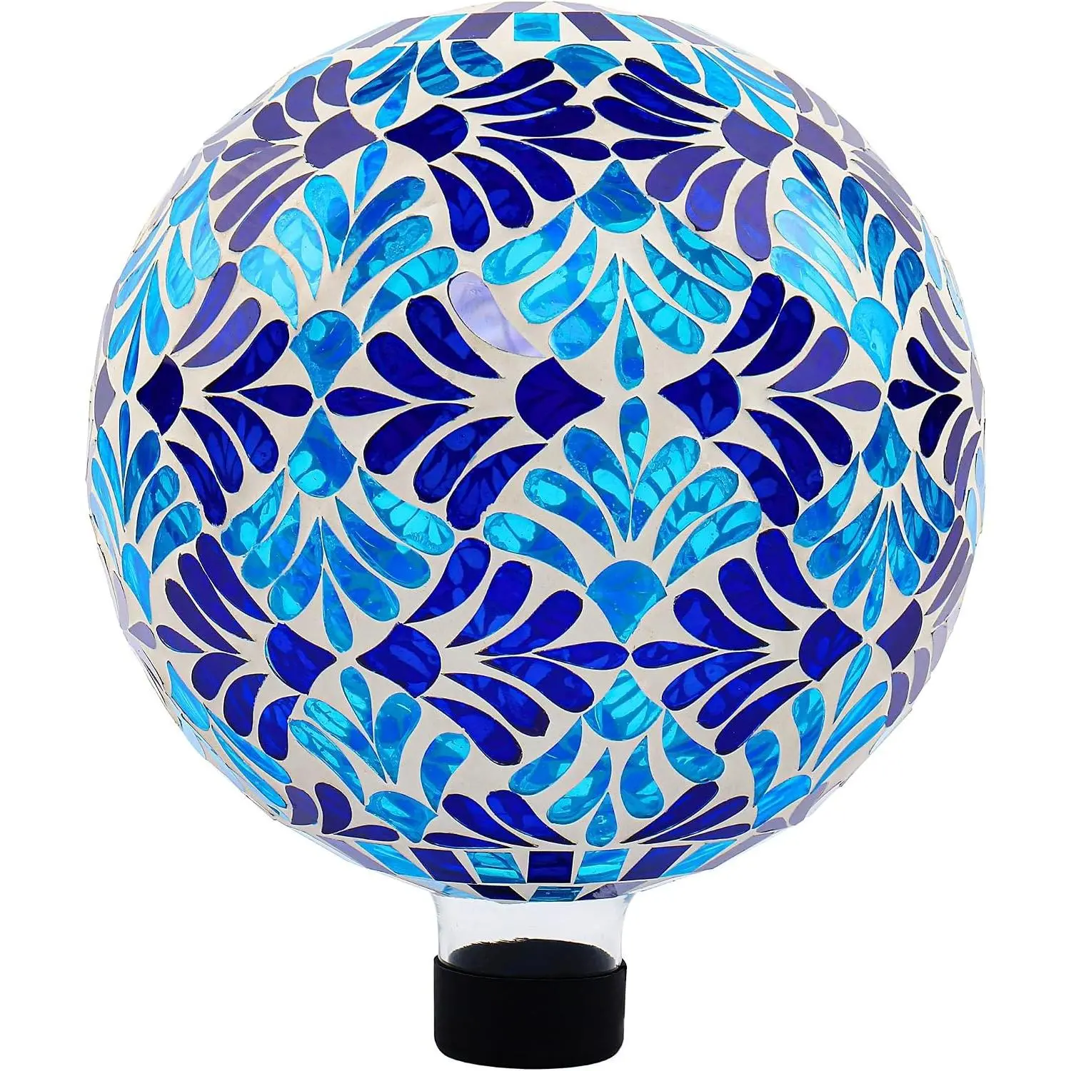 Mosaic Garden Gazing Ball 10 Inch, Blue Reflective Glass Outdoor Decor for Patio Lawn Yard, Fade Resistant All-Weather Garden Ornament