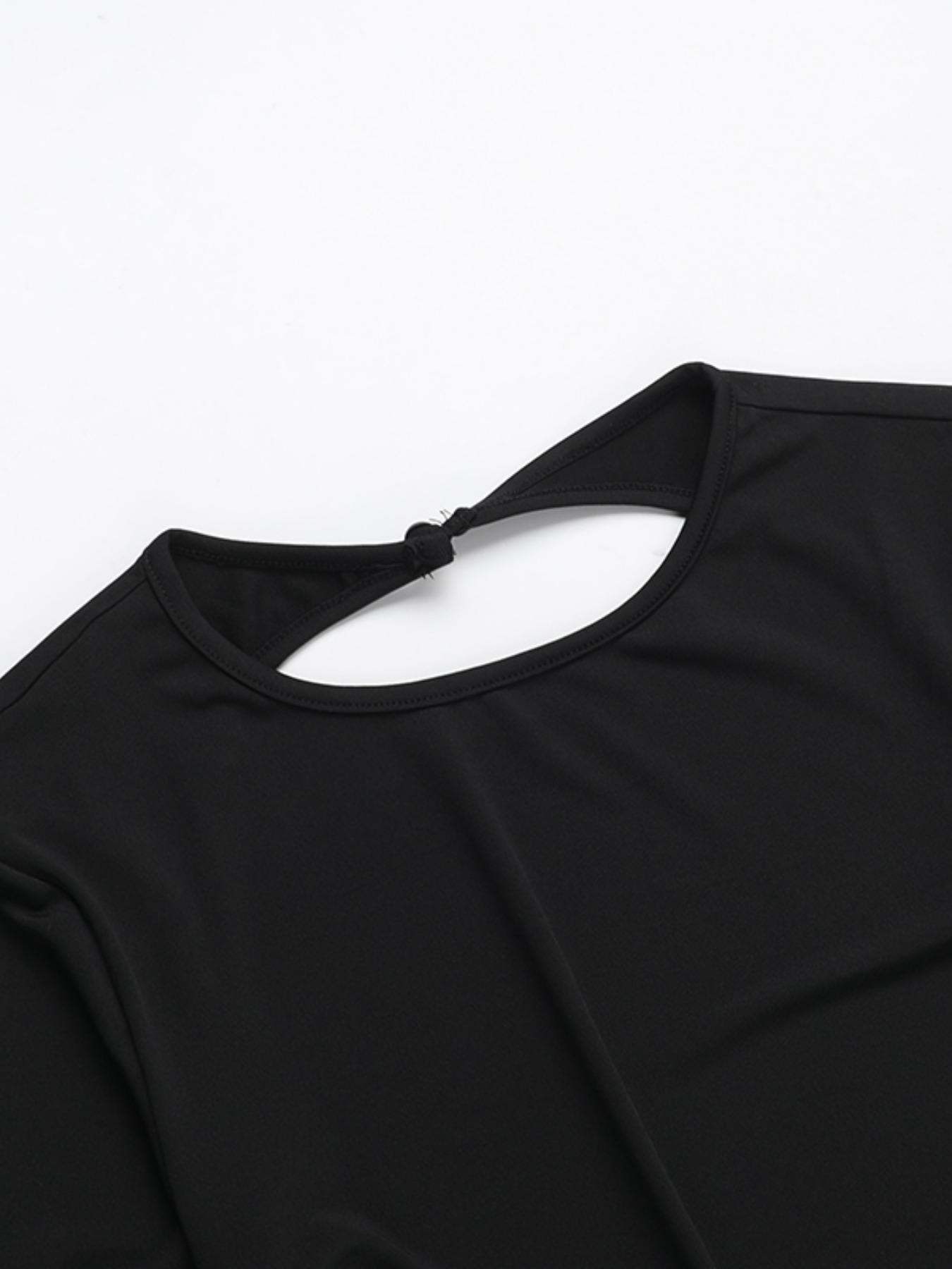 Women's Solid Long Sleeve Bodycon Slit Dress, Casual Fashion Mini Dress for Spring Daily Outdoor Wear, Ladies Clothes for All Seasons