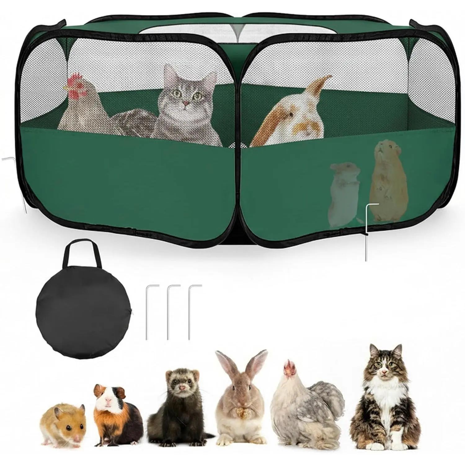 Small Animal Playpen with Mesh Cover & Waterproof Bottom Cat Tent Chicken Brooder Rabbit Guinea Pig Cage for Indoor Outdoor Use