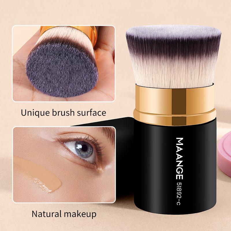 Flat Top Retractable Makeup Brush, Makeup Brush for Foundation Liquid Makeup, Powder, Cream and Blush, Cosmetic Brushes, Professional Makeup Tools for Women, Beauty Travel Brush Flat Top Retractable Makeup Brush, Makeup Brush for Foundation Liquid Makeup, Powder, Cream and Blush, Cosmetic Brushes, Professional Makeup Tools for Women, Beauty Travel Brush