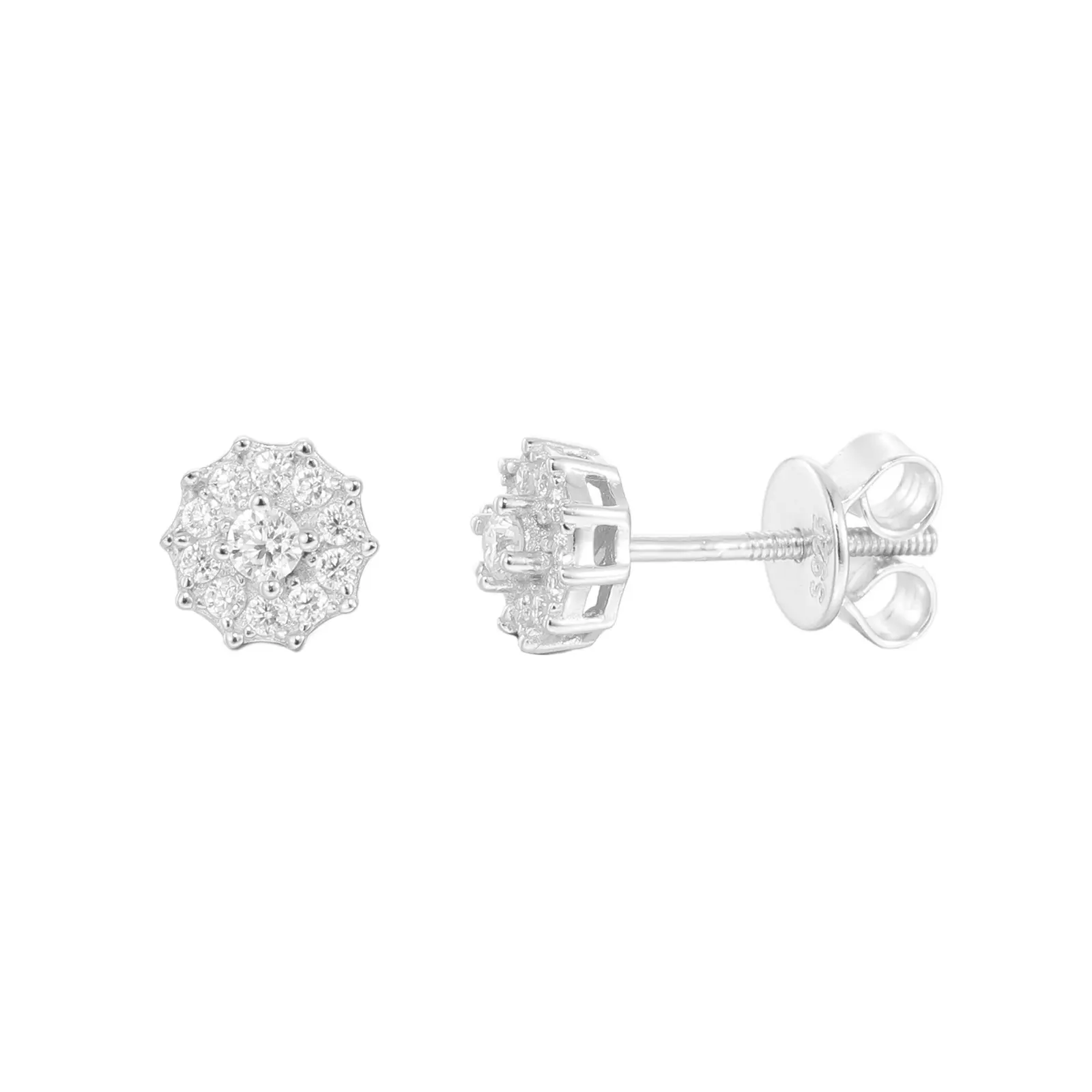 Women's S925 Sterling Silver Unisex Hip-Hop Stud Earrings - D Color VVS Round Moissanite Stones, Simulated Elegant Artificial Gemstone Jewelry, GRA Certified, Synthetically Crafted, Electroplated, Never Fade or Change Color