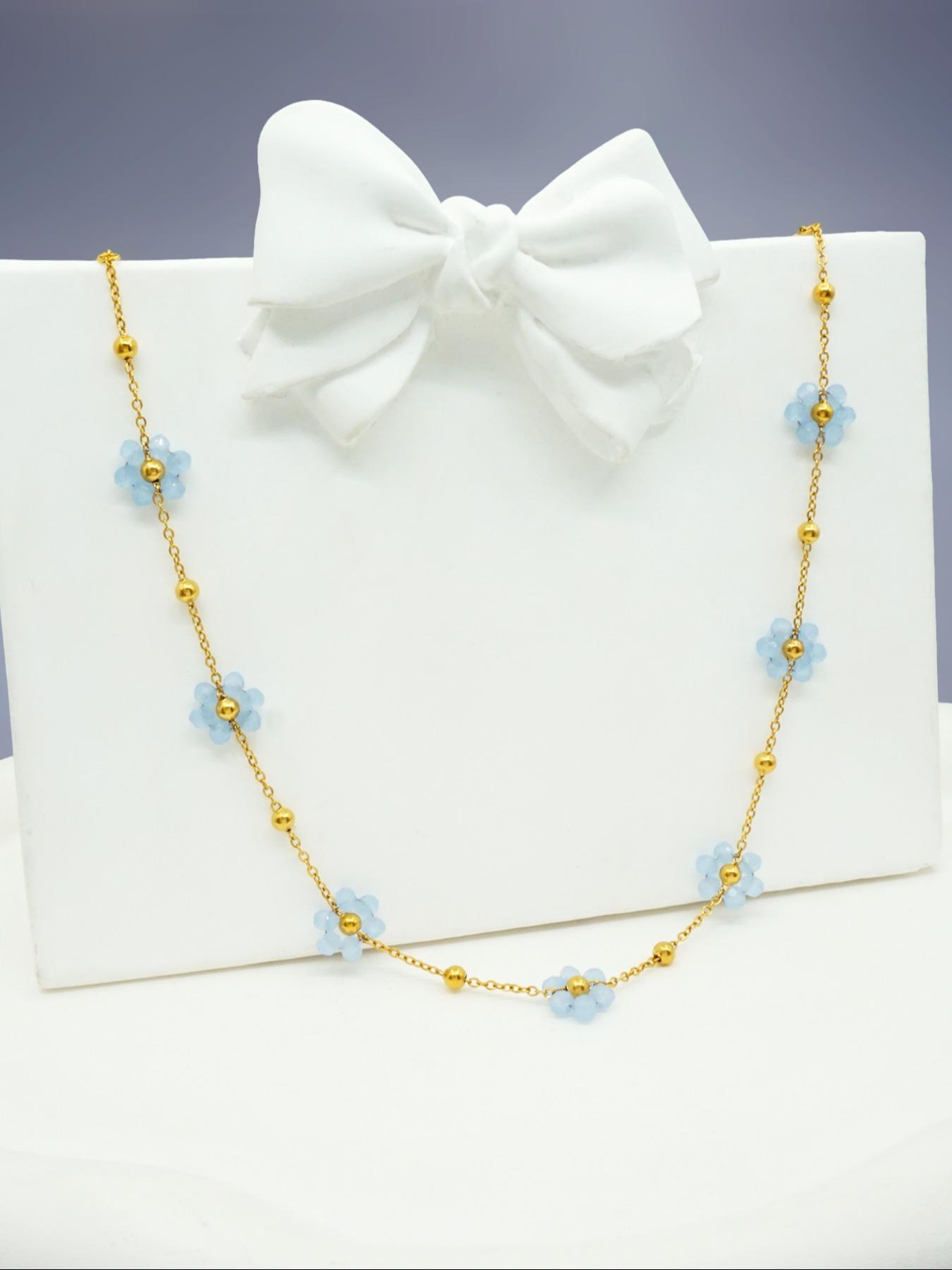 Boho Style Flower Decor Necklace, Clavicle Chain Necklace, Casual Versatile Fashion Accessories for Women, Minimalist Cute Jewelry Gift, Goddess Necklace, Clavicular Necklace, Collarbone Chain