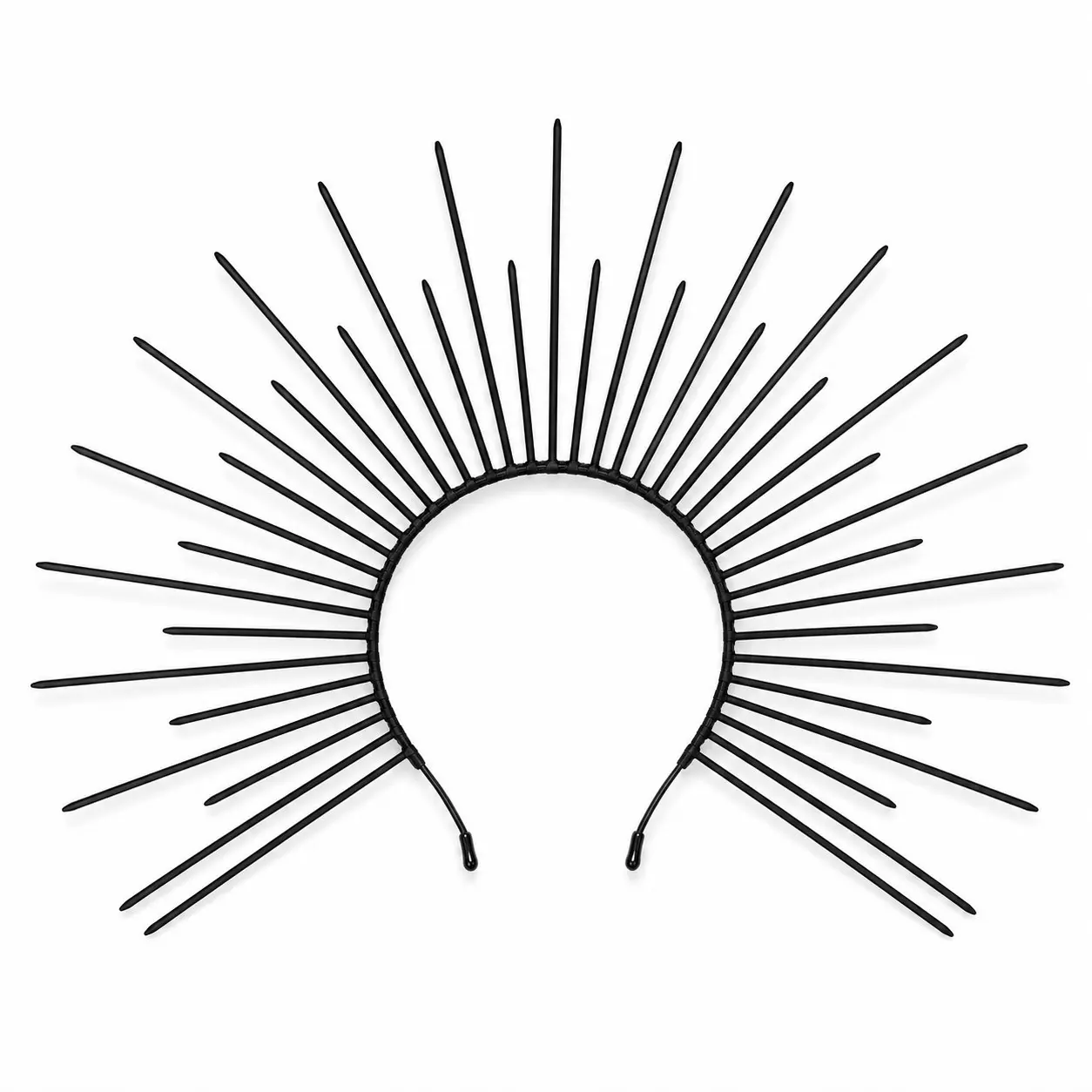 Sunburst Halo Crown Headband, Plastic Spiked Costume Headpiece for Halloween Cosplay Party Photo Shoot, Themed Headwear, Party Accessories, Black Silver Gold