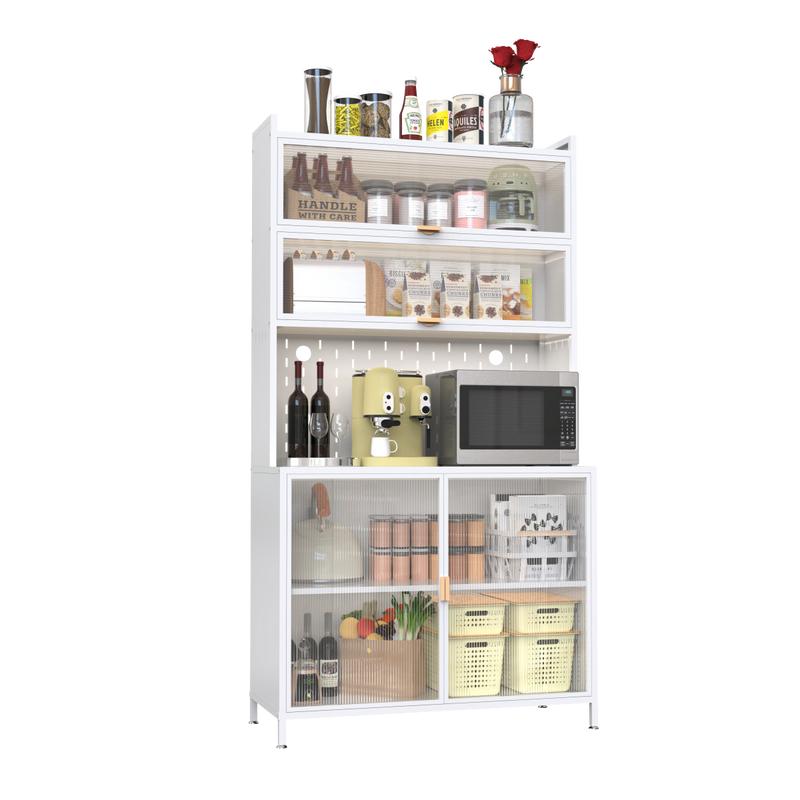 73" Tall 6-Tier Kitchen Pantry Cabinet with Flip Door, Adjustable Shelves & Anti-Tip Design - Versatile Storage for Kitchen, Living Room, Office