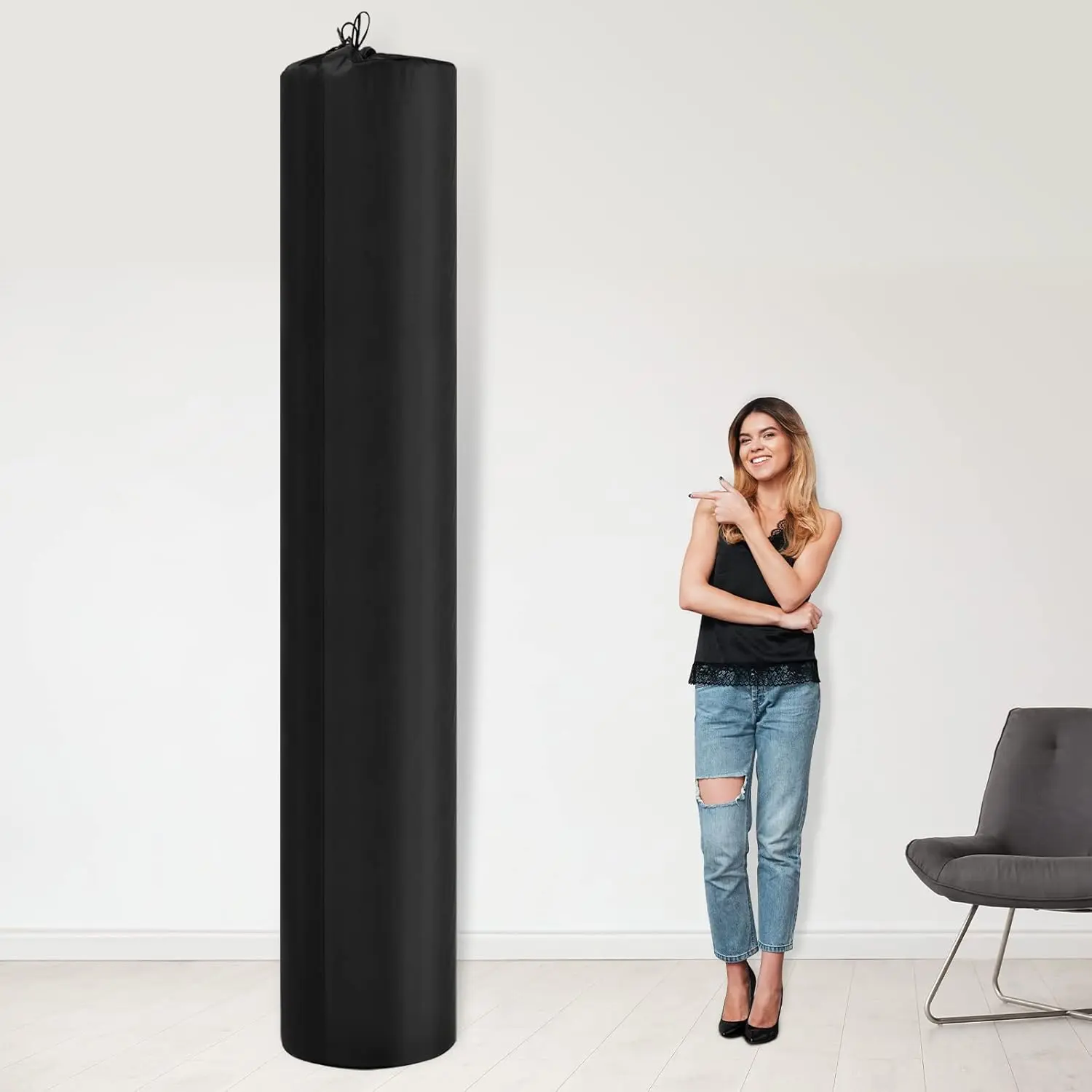130 x 24 Inch Jumbo Rug Storage Bag, Large Nylon Dustproof Drawstring Space Saver Bags, Black Reusable Nylon Cloth Carpet Cover Storage Pouch for Rug