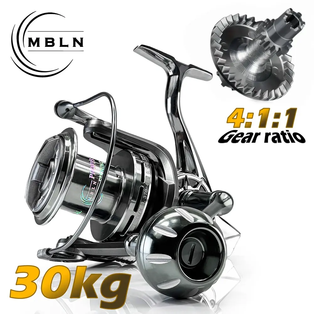MBLN 90% All Metal Spinning Reel, 30kg Max Drag Worm Shaft Long Cast Fishing Reel, 12000 Large Model, Sea Fishing Trolling Reel, Lure Reel