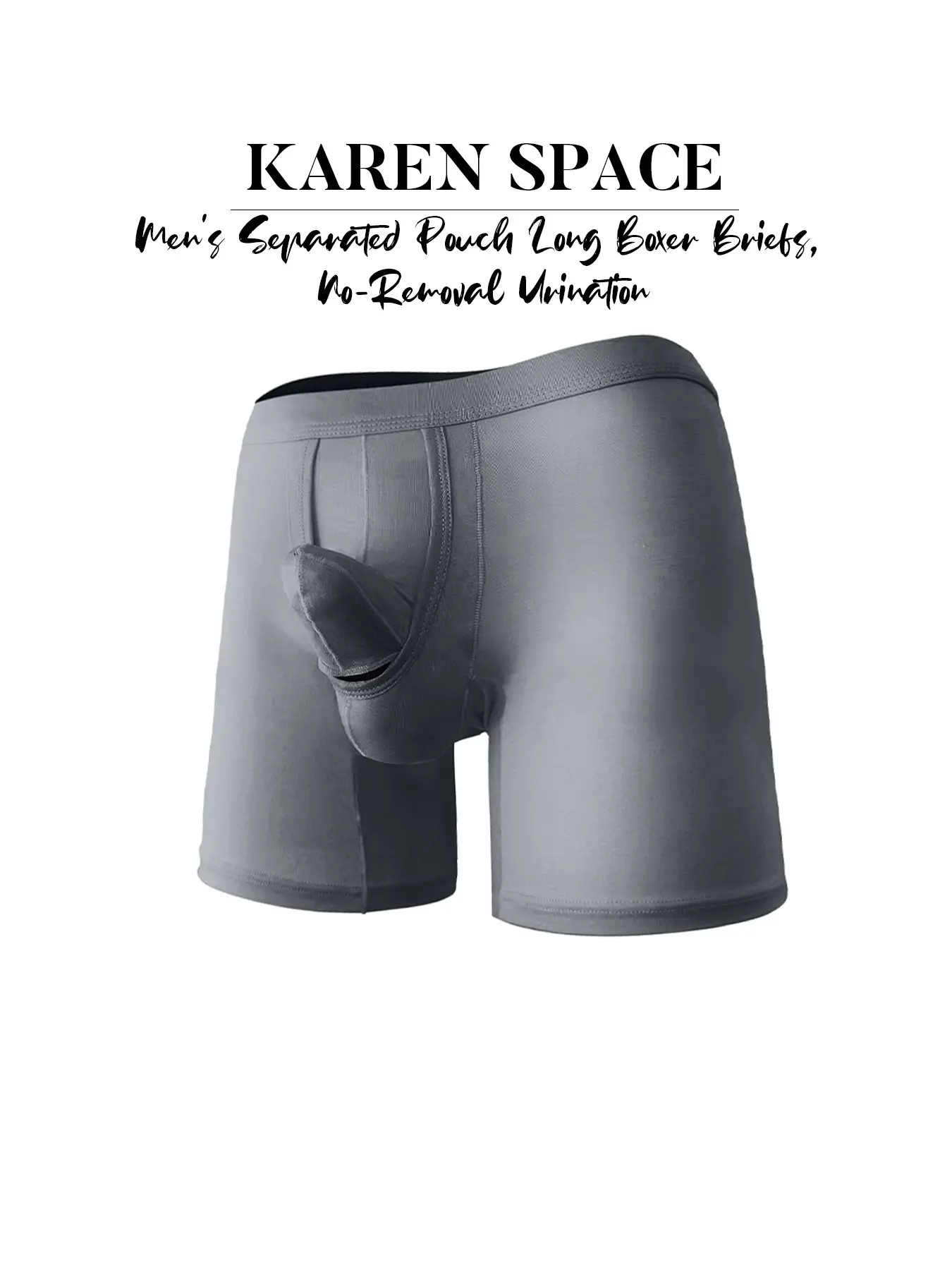 1Pc Solid Long Men's Supersoft Boxer Briefs, elephant trunk pouch, low-rise cut. Cool, soft, elastic & breathable, hip-lifting, for sports & daily wear, Casual Breathable Underwear.