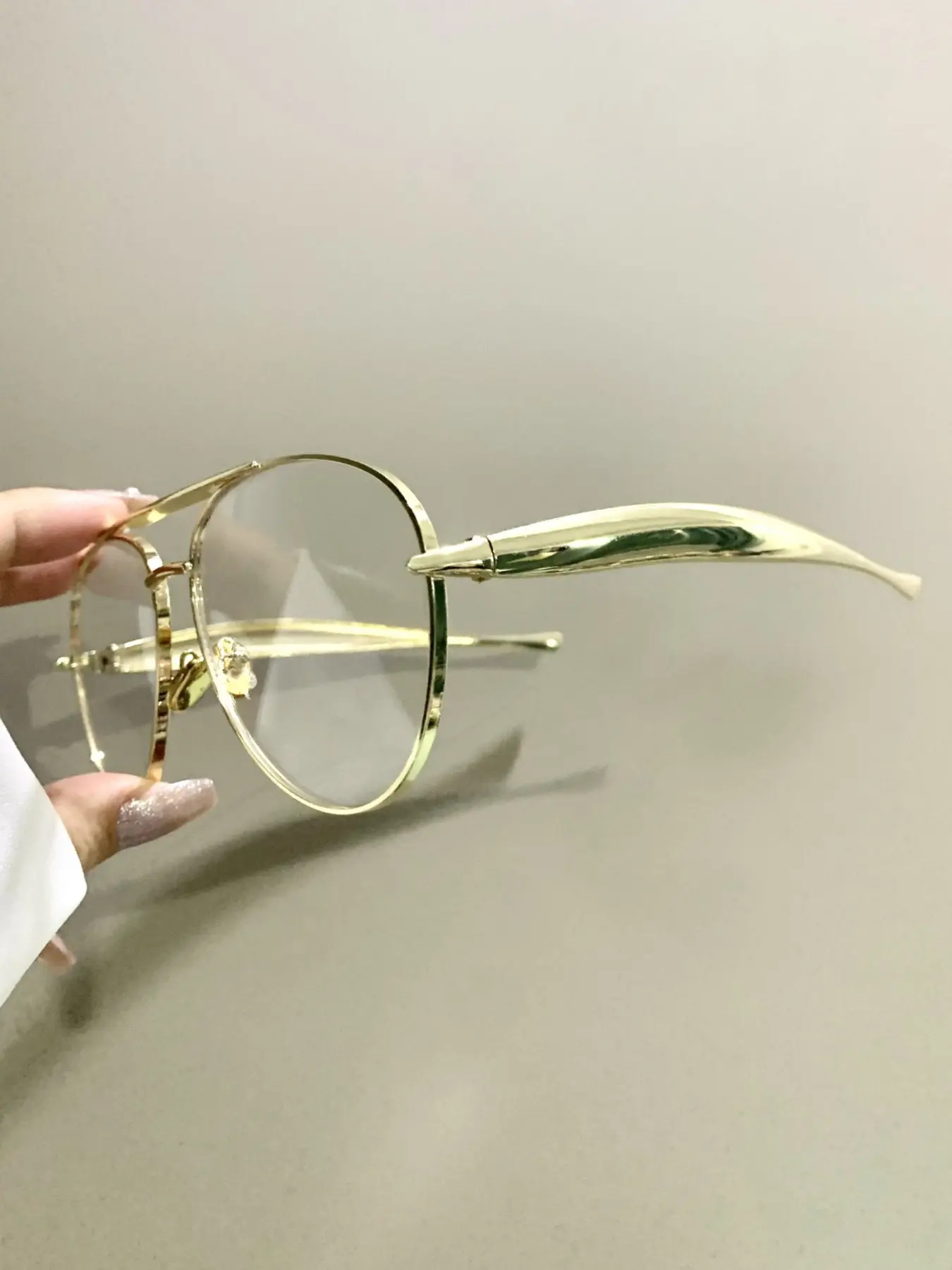 Large Frame Double-Beam Frog Glasses, Retro and High-End Metal Frame Fashion Eyeglasses for Men and Women