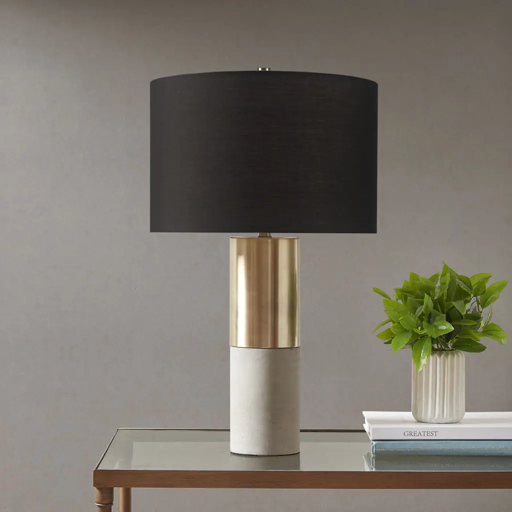 ARCH Concrete Table Lamp Industrial Bedside Nightstand Desk Lamp Modern Minimalist Cement Bedroom Living Room End Table Light Fixture E26 Socket No Bulb Included, Living Room Table for Sofa Side, Bedroom, Office, Apartment and Home Decor