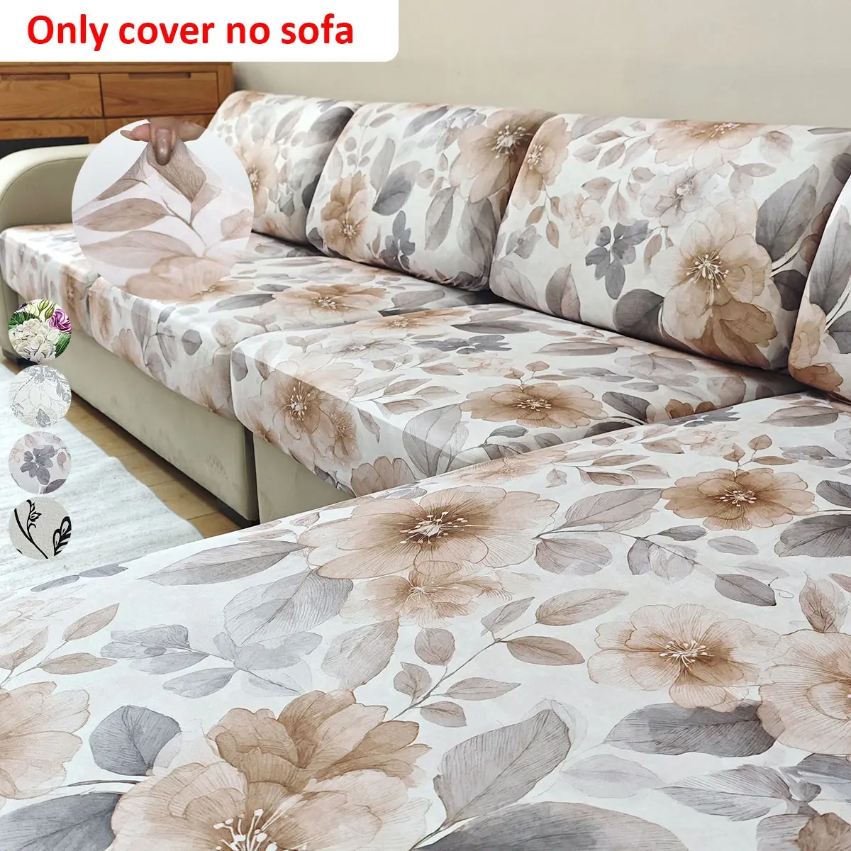 Floral Leaf Elastic Print Sofa Cushion Cover, Multiple Patterns, Easy to Remove and Wash, Various Sizes, Home Decor, Half Sofa Cover