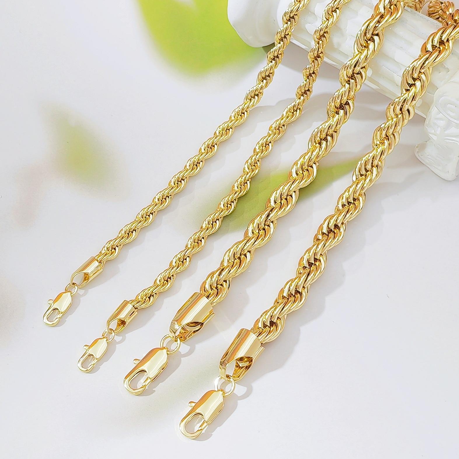 Gold Plated Twisted Rope Chain Bracelet for Women & Men, Punk Edgy Street Style Jewelry, Minimalist Bold Design with High-End Luxury Feel, Trendy Statement Bracelet for Daily Wear & Parties