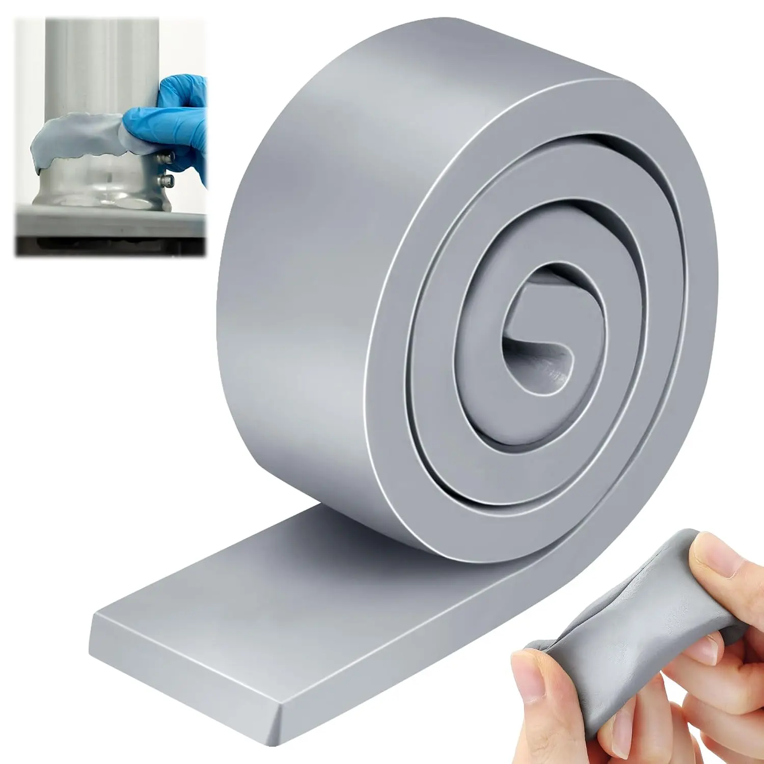 Synthetic Duct Sealing Compound, Non-Hardening Moldable Putty with Hand Molding, Heat Resistant for Metal/Glass/Ceramic, 1.5x1ft Solid Roll Pack (Grey, 1 Pack)