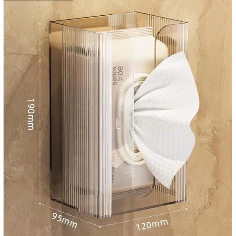 Wall Mounted Tissue Holder for Bathroom and Kitchen, No Drill Facial Tissue Storage Box with Modern Transparent Design, Luxury Home Organizer for Washcloths and Wet Wipes, Cute Christmas Halloween Gift for Mom Wife Girlfriend Birthday Housewarming Decor