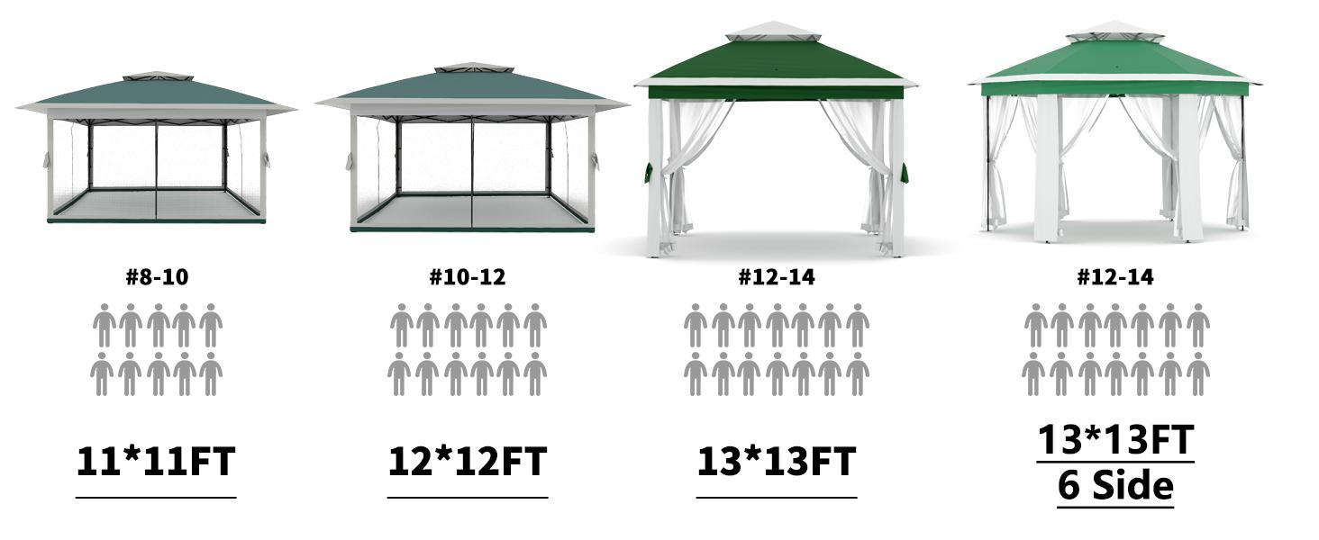 13x13FT Pop-Up Gazebo, Hexagonal Outdoor Canopy Tent with Mosquito Netting, Dual Vent Roof Awning with 6 Sided Sun Shelter, UV Resistant Height Adjustable for Patio, Backyard - Light Khaki + Beige