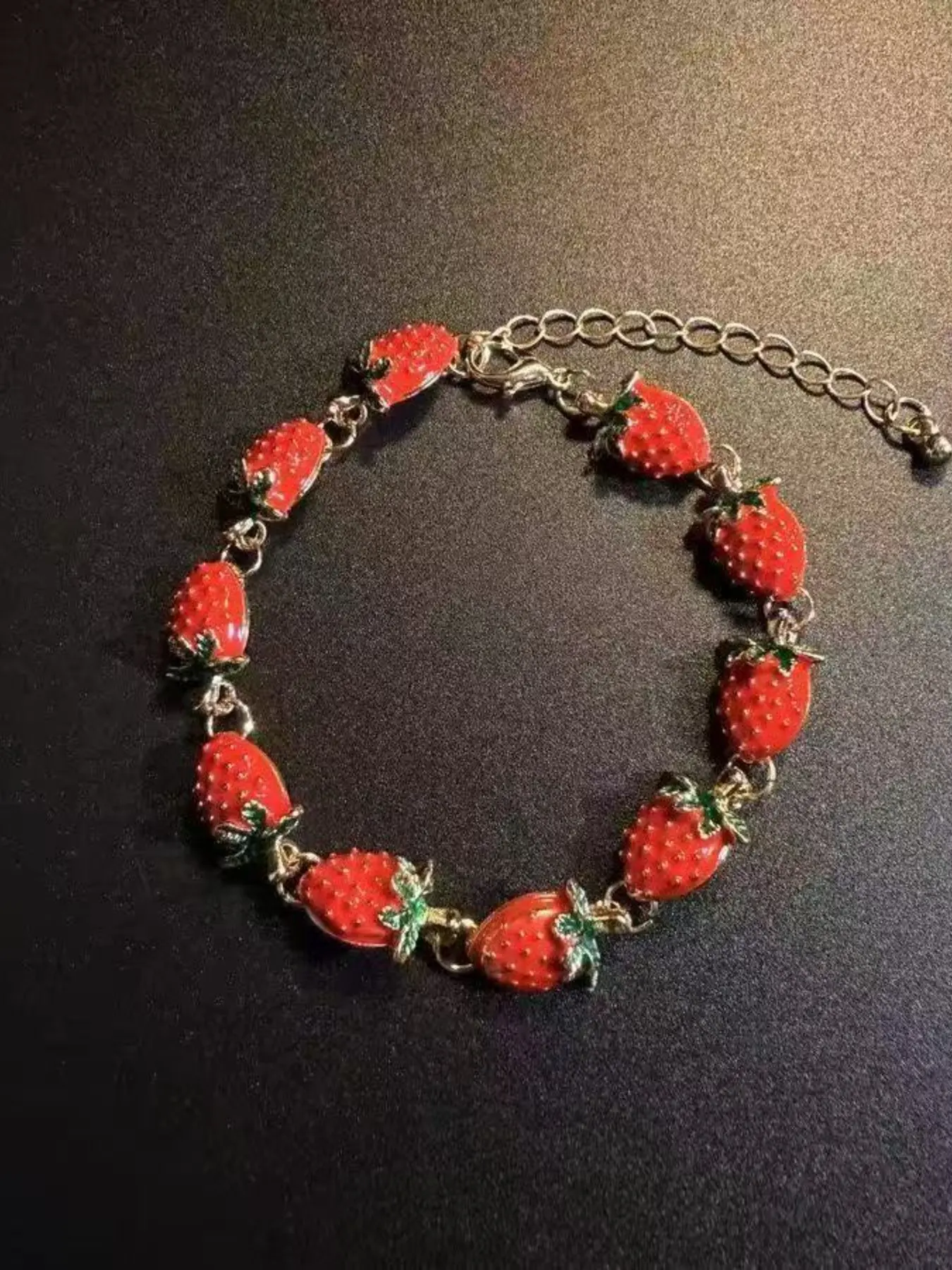 Women's Ladybug Strawberry Bracelet, Y2K Style Boho Jewelry, Cute and Fashionable All-Over Print Design, Perfect Gift Idea