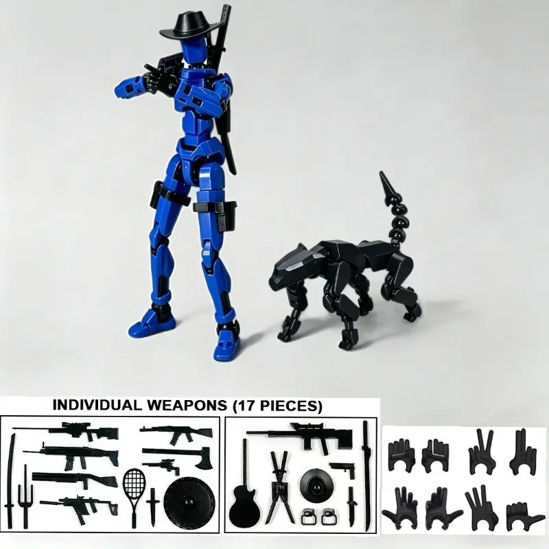 Western Cowboy Action Doll Set, Robot Dog Model, Movable Joints, Jointed Action Figure, 17 Weapon Accessories, Desktop Decor, Home Ornament, Collectible Gift, Articulated Figures