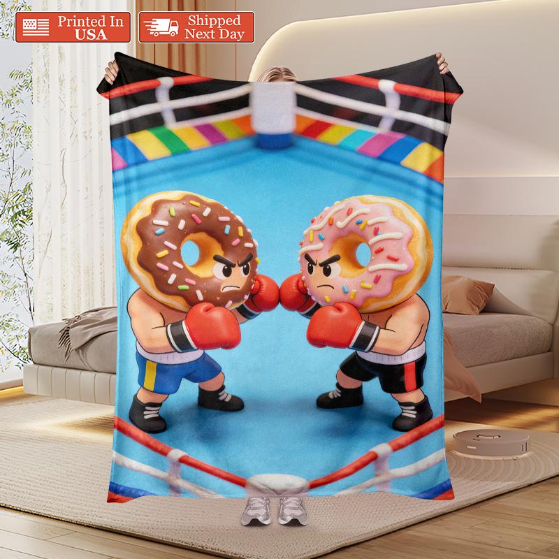 Donut Boxers Meme Blanket: The Viral Funny Food Fight Throw Blowing Up TikTok, Ultra Soft Plush Fleece Blanket Printed In USA For Donut Lovers & Meme Enthusiasts