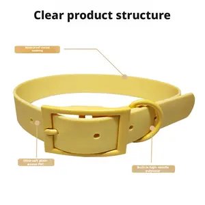 Fashionable macaron-colored PVC waterproof dog collar, dirt-resistant and durable, adjustable pet safety collar, suitable for outdoor walks, camping, and travel