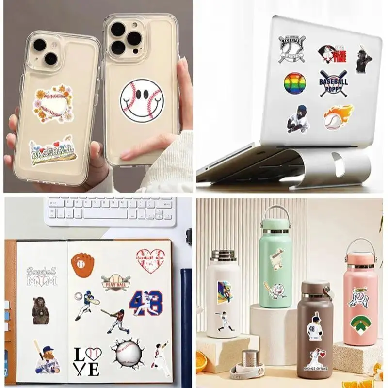 50Pcs Baseball Graffiti Stickers for Travel Boxes Guitars Skateboards Helmets， Waterproof Without Leaving Adhesive Stickers