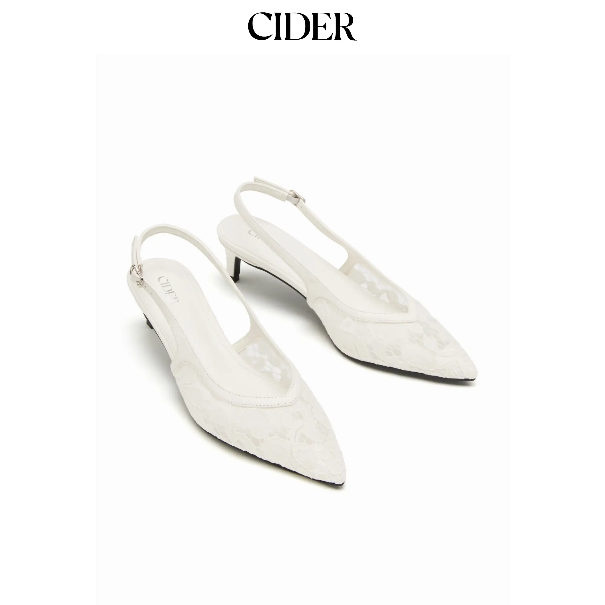 Cider MESH POINTED TOE SLINGBACK HEELS SohoChic