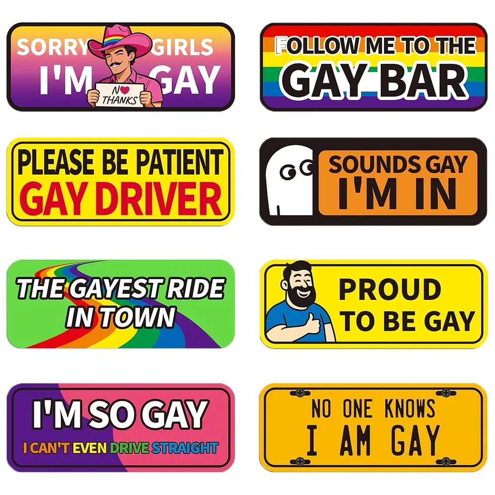 8 pcs/1 set fun bumper stickers, gay pride self-adhesive stickers, car prank stickers, Automotive Decals, Decal for cars; waterproof, sunproof, and fade-resistant; suitable for car bodies, bumpers, etc.; the best choice for creative sticker enthusiasts.