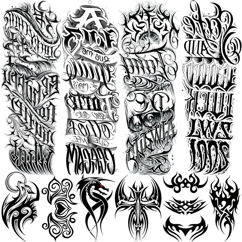 10 Pcs Fashion Totem Temporary Tattoos, Waterproof Cool Design, 6 Half Arm Maori Tribal Fake Tattoos, Party Halloween Costume