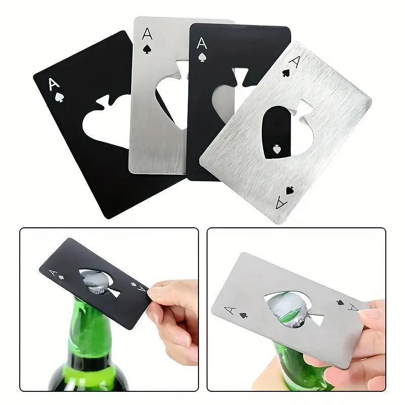 Stainless Steel Poker Shaped Bottle Opener, 2pcs Portable Non-slip Manual Beer Opener, Bottle Cap Remove Tool for Indoor & Outdoor, Utensils