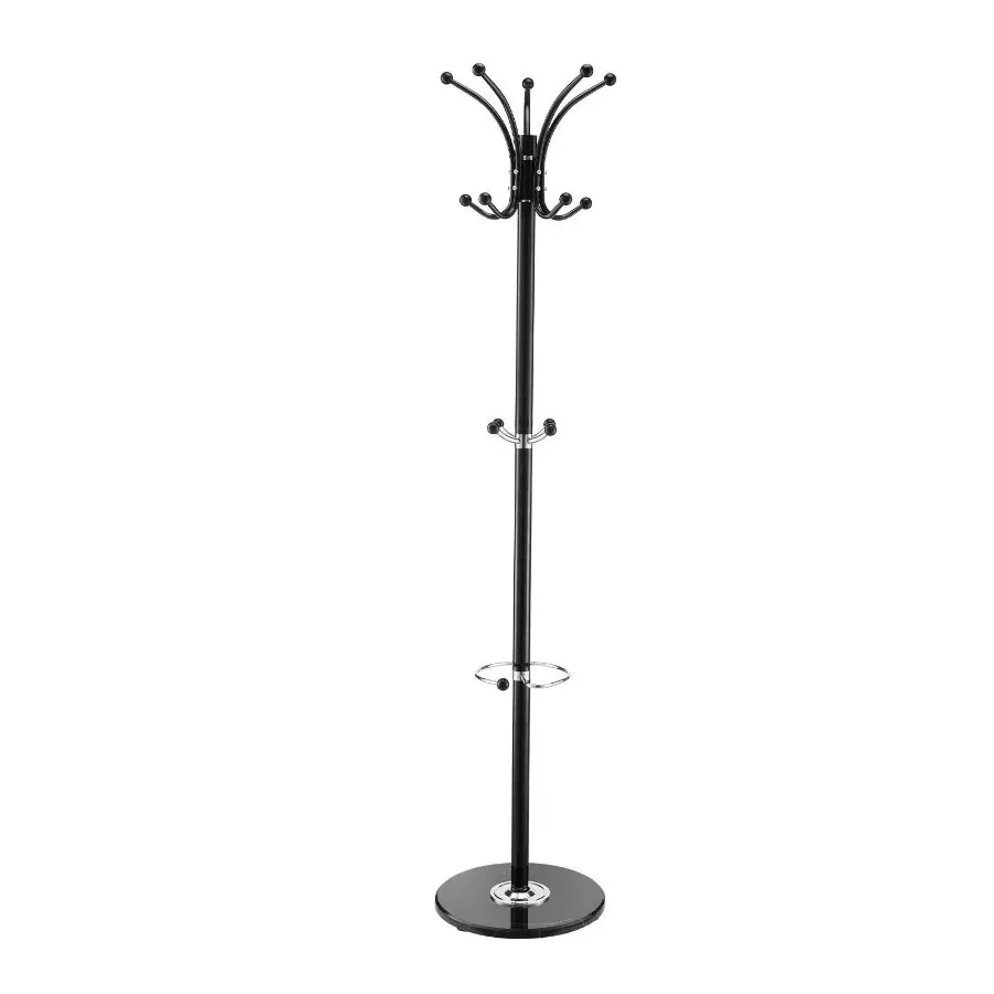 VEVOR Freestanding Coat Rack, Metal Coats Rack Stand with Umbrella Holder, Stable Marble Base 14 Hooks, Hall Coat Tree for Entryway, Bedroom, Living Room, Stylish Coats Hanger for Hats, Scarves, Bag