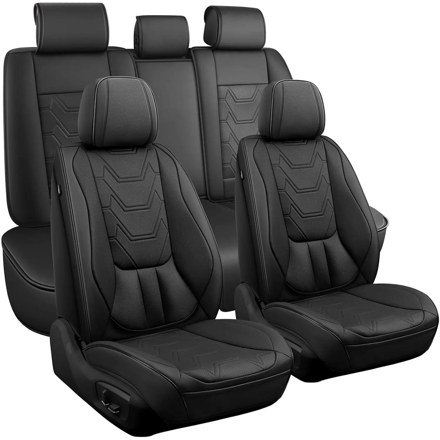 Seat Covers Full Set, Black Seat Covers for  with  Support, Faux Leather  Seat Covers 5 Seats, Breathable Automotive Seat Covers Fit for   SUV