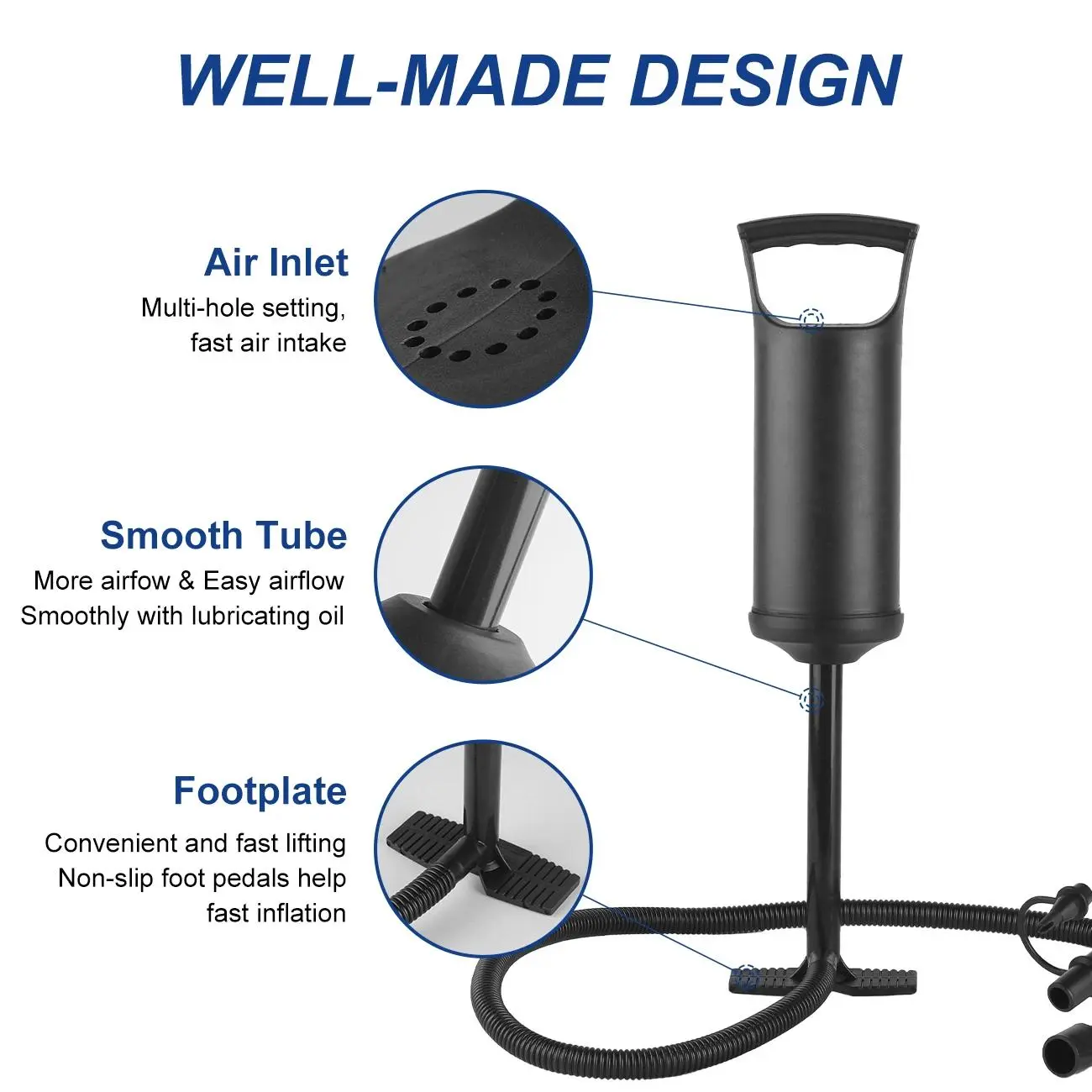 1PC Portable Manual Air Pump, High Pressure Hand Pump with Hose Foot Pedal, Inflatable Pool Float Air Mattress Balloons, Manual Balloon Inflation Pump
