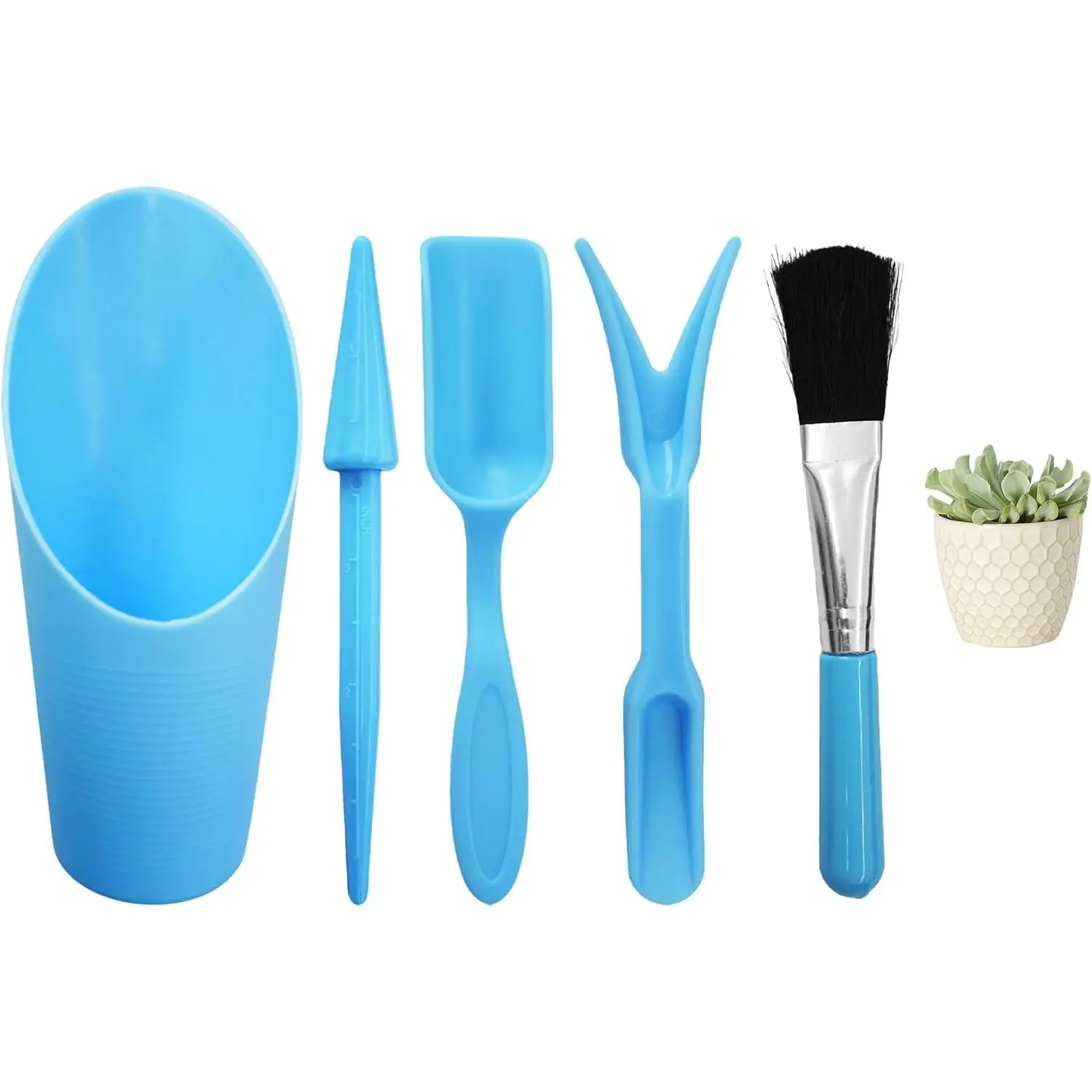 5 count Mini Succulent Tools Set, Plastic Garden Hand Tools Kit for Indoor  Care, Succulent Bonsai Miniature Garden Tool Set,Small Gardening Tools for Transplanting Digging Planting, Blue
