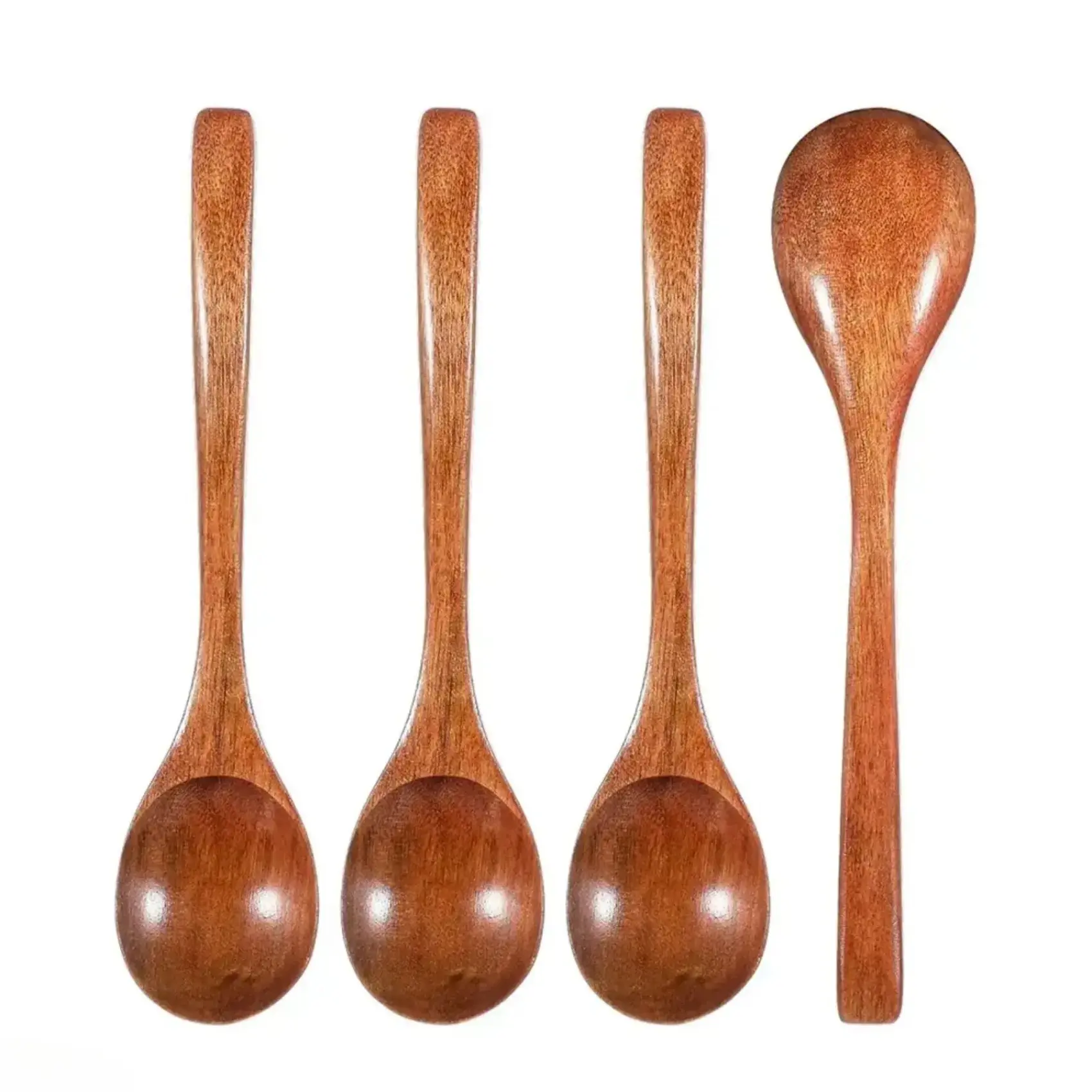 Natural Honey Wood Spoons Set, 7.08 Inch Small Wooden Soup Spoons, Multi-Purpose Kitchen Utensils, Handcrafted Smooth Wood Scoops For Coffee, Tea, Cereal, Soup, Eco-Friendly Table Spoon For Daily Dining