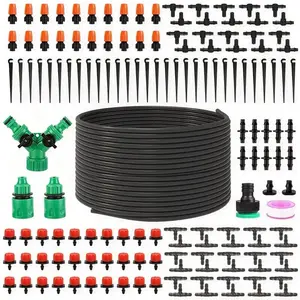 [Automatic Drip Irrigation Kit] 15m 148pcs 1/4 Inch Automatic Drip Irrigation Kits | DIY Water Saving Garden Watering System for Lawn, Patio, And Greenhouse - Plastic Material, Universal Thread Standard, Adjustable Nozzles