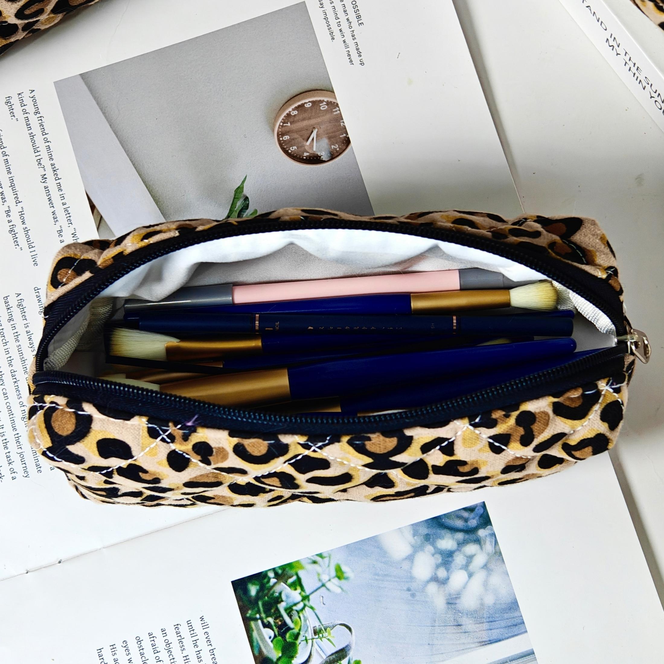 Leopard Pattern Makeup Bag Set, 3 Counts Large Capacity Travel Cosmetic Storage Bag, Zipper Makeup Organizer Pouch, Versatile Storage Bag for Travel & Daily Use, Travel Cosmetic Bags