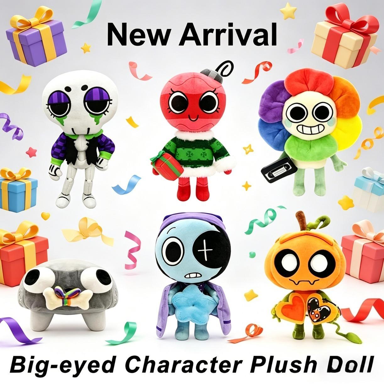 Big-Eyed Cartoon Plush Toys — Adorable Pumpkin, Bone, and Sunflower Designs. Stress-Relieving and Soothing Companions, Decorative Ornaments, and Perfect Gifts for Birthdays, Halloween, and Christmas. Multiple Styles Available.