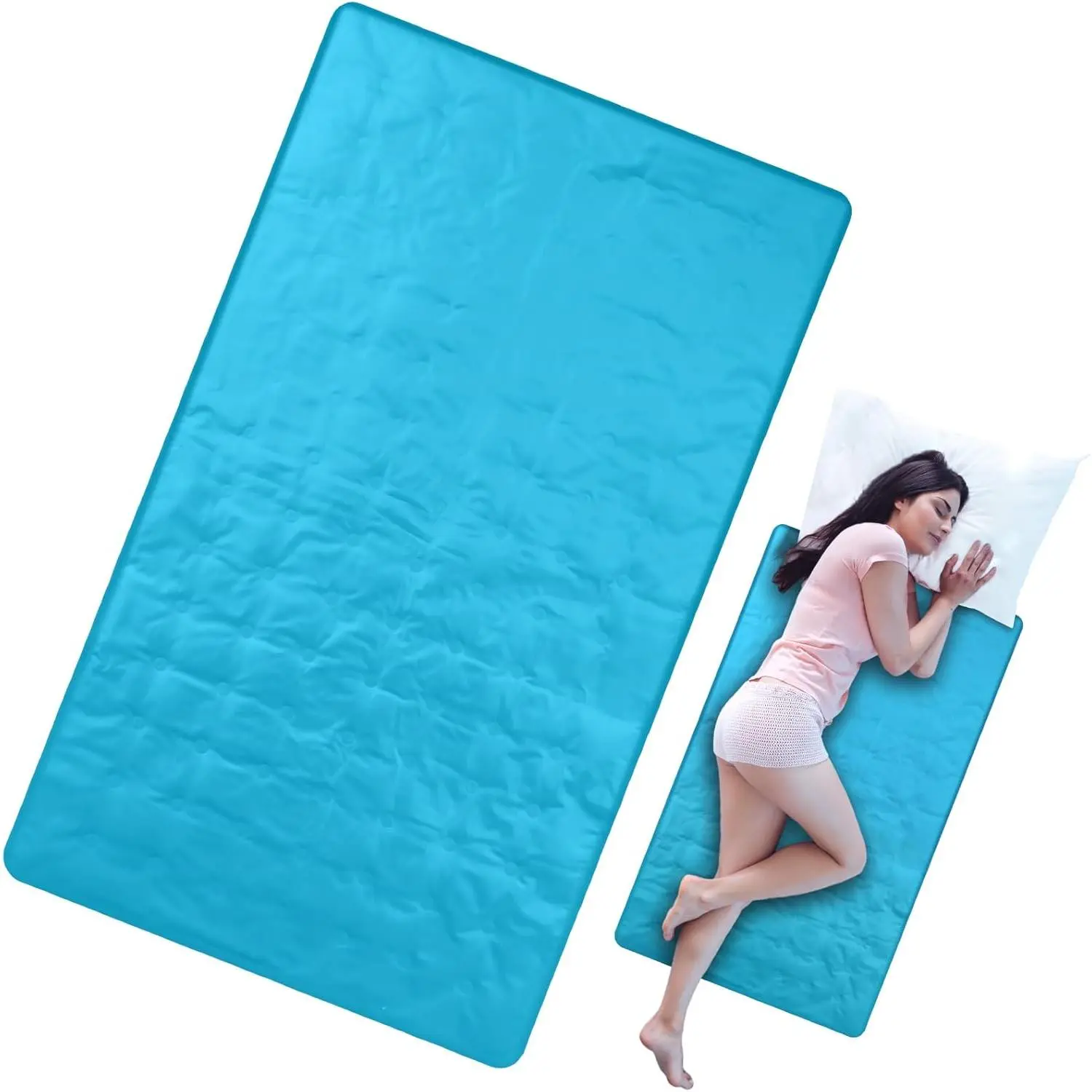 Cooling Gel Sleep Cooling Mattress Pad Mat for Bed, Relieve Pain, Summer Hot Flashes, for Adult and Pets, No Water or Electricity Required, Plain Light Blue, 48 x 28 Inch