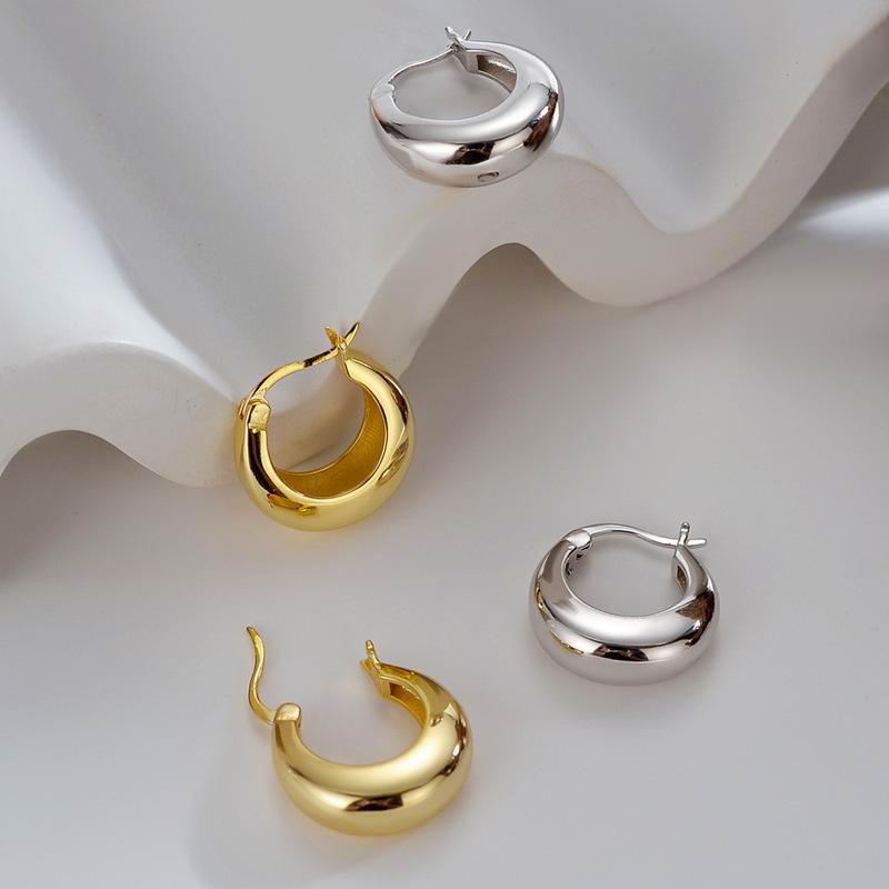 Vintage round earrings, plain hoop earrings, geometric earrings, women's earrings