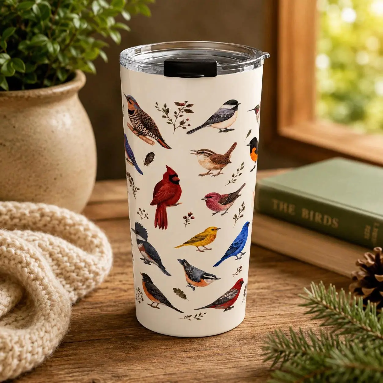 North American Backyard Birds Tumbler Bird Lover Travel Mug 20oz Stainless Steel Tumbler Birdwatching Gift Bird Tumbler Bird Lover Gift