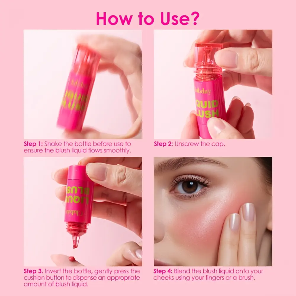 Liquid Blush with Cushion Tip, Hydrating and Color Correcting Formula with Pearlescent Shimmer for a Long-Lasting Luminous Healthy Glow, Glowing Makeup