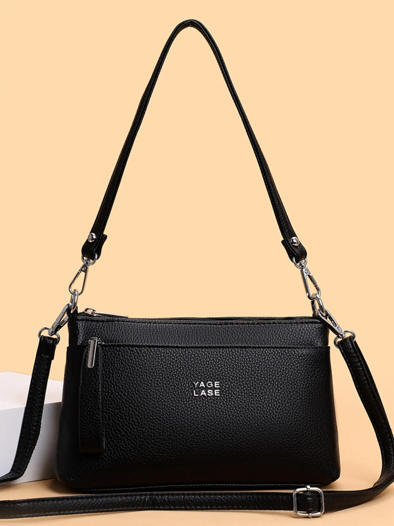 Elegant Crossbody Bag, Soft Leather Texture, Durable & Shape Retention, Compact Design, Ample Space, Detachable Strap, Versatile Style