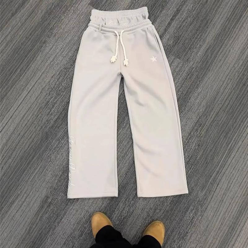 2025 Baggy Double Waist Sweatpants - Waisted Sweatpants Workout Active Joggers Pants Casual Sports Jogging Wear