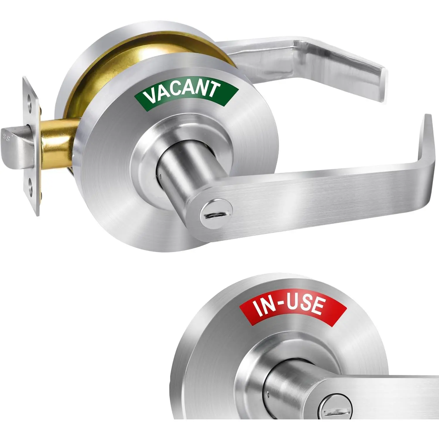 Stainless Steel Commercial Reversible Lever Door Handle, ANSI Grade 2 Vacant-Occupied Lock for Restroom Doors in Public Places (Office, Gym) [Millimeters-Compatible]
